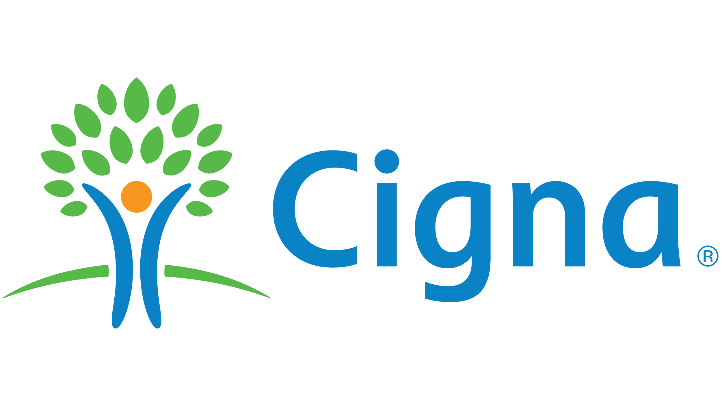 A black background with the word cigna written in blue.