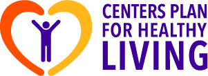 A purple and yellow heart with the words center for living.