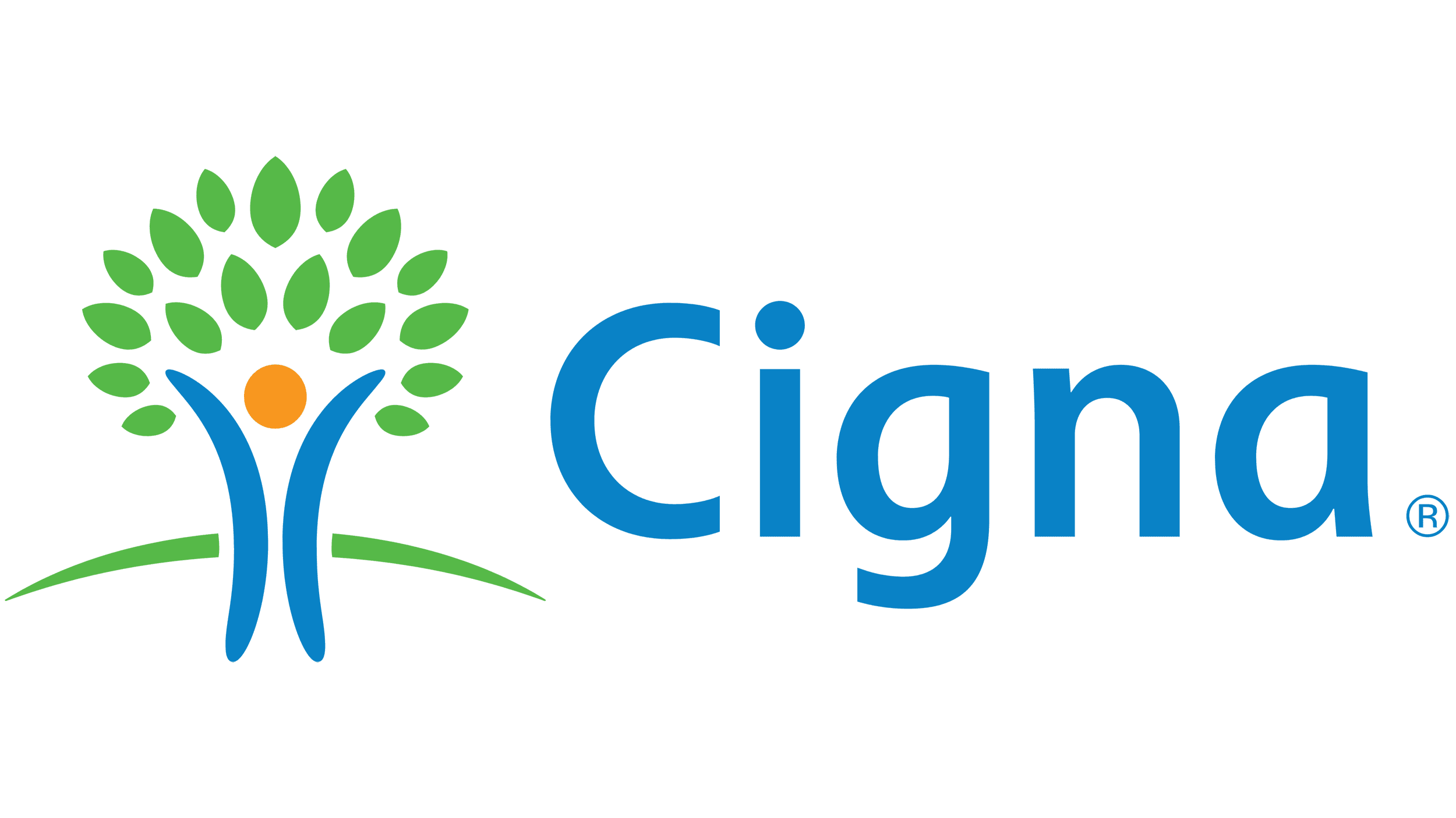 A black background with the word cigna written in blue.