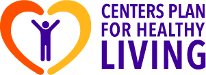 A purple and yellow heart with the words center for living.